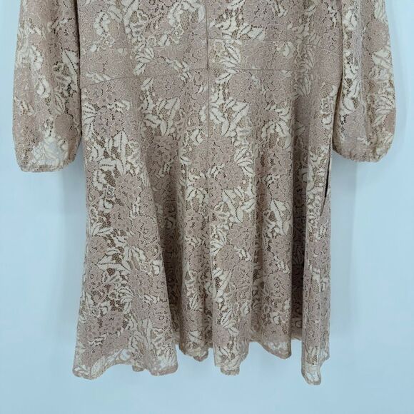 Eliza J‎ Bateau Neck Lace Fit & Flare Knee Length Dress Pink Plus Women 24W - Picture 7 of 11